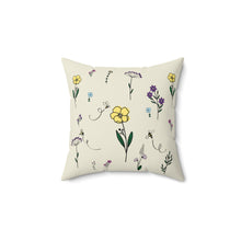 Load image into Gallery viewer, Flowers and Bees Spun Polyester Square Pillow