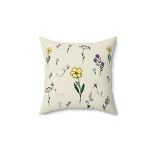 Load image into Gallery viewer, Flowers and Bees Spun Polyester Square Pillow