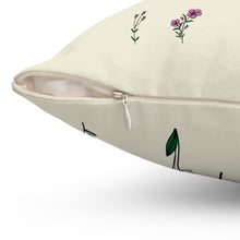 Load image into Gallery viewer, Flowers and Bees Spun Polyester Square Pillow