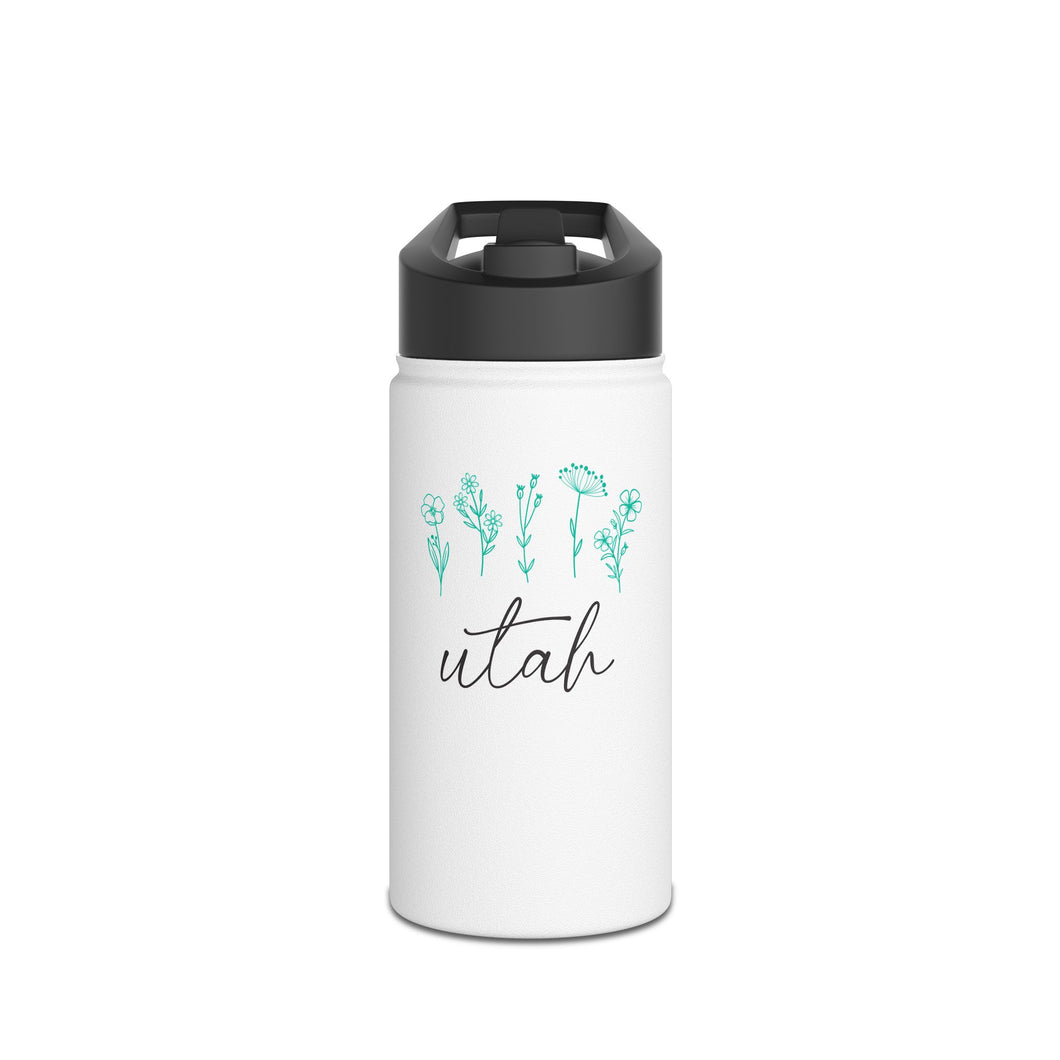 Wildflower Stainless Steel Water Bottle, Standard Lid